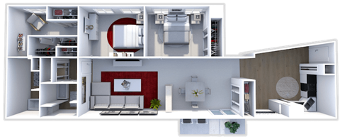 Floor plan for 2 beds, 2 baths, 1613 sqft
